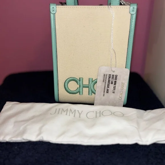 BNWT JIMMY CHOO MINI TOTE CROSSBODY ** Antique Jade - Picture 3 of 15